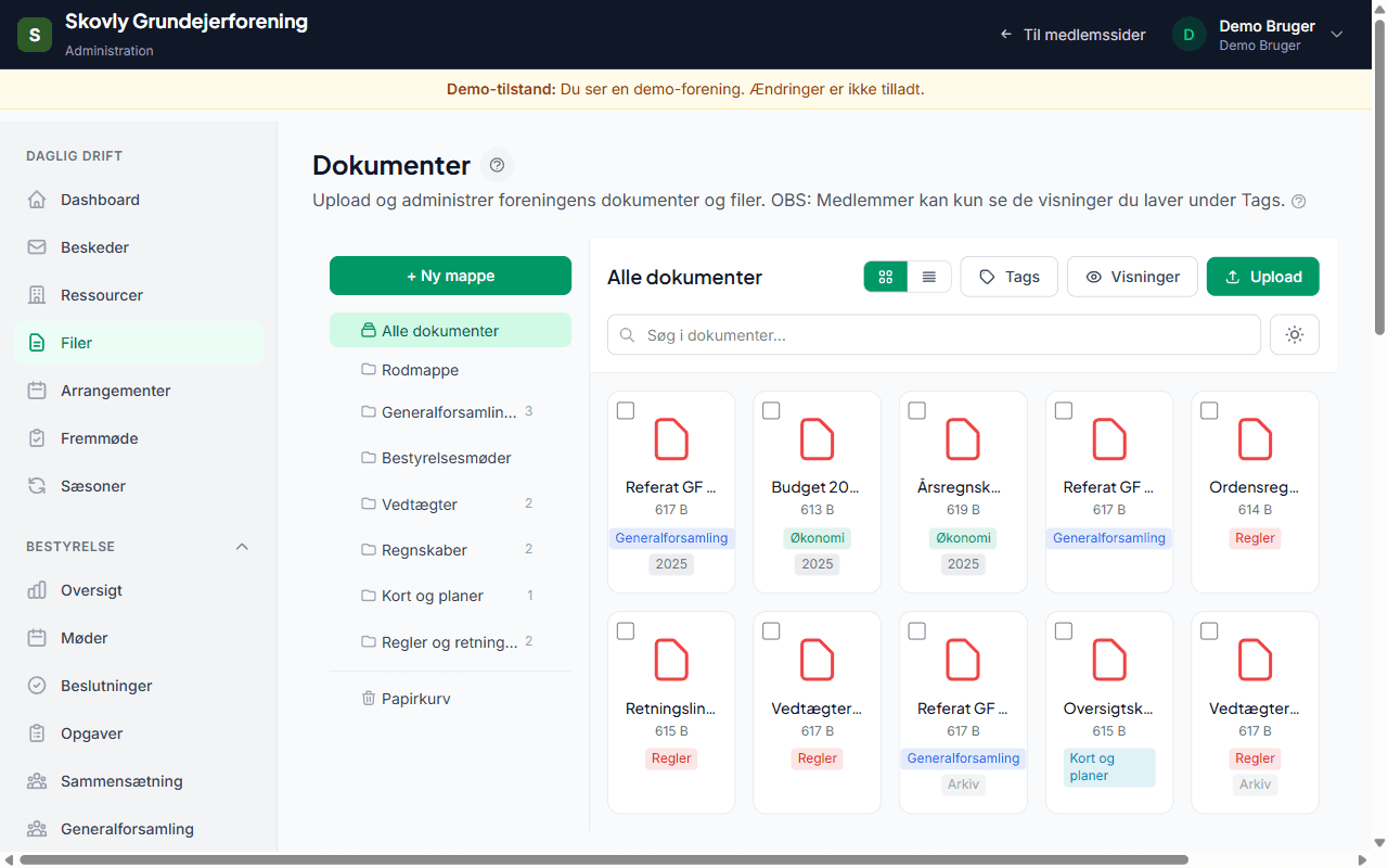 Dokumenthåndtering - screenshot fra Kirkestyring